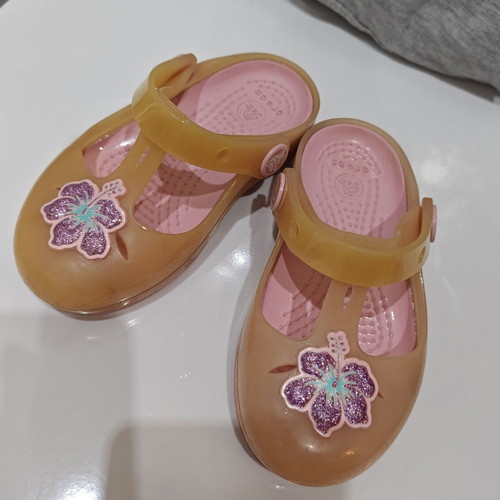 Crocs children's slippers used, size 23, beige and pink