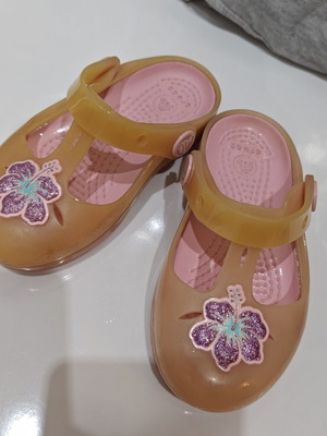Crocs children's slippers used, size 23, beige and pink