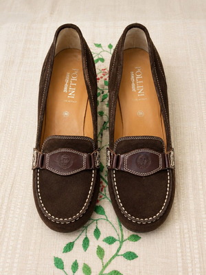 Pollini Brown Suede Heeled Loafers EU 36 like new, made in Italy