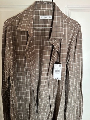 Mango Men's Shirt New, Size XL, Beige Brown