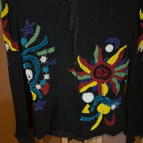 Vintage silk women's cardigan used with beads and zipper
