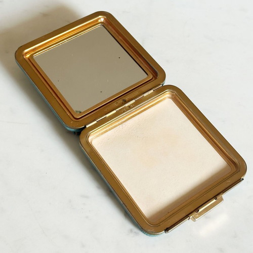 Vintage Lin Bren Wallet and Compact Powder 1940s Leather Art Deco used