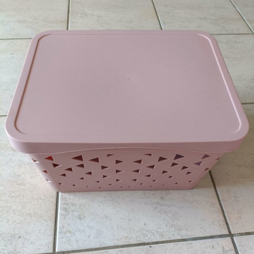 Plastic storage box with lid pink large size XL