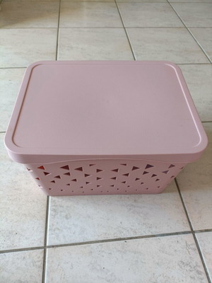 Plastic storage box with lid pink large size XL