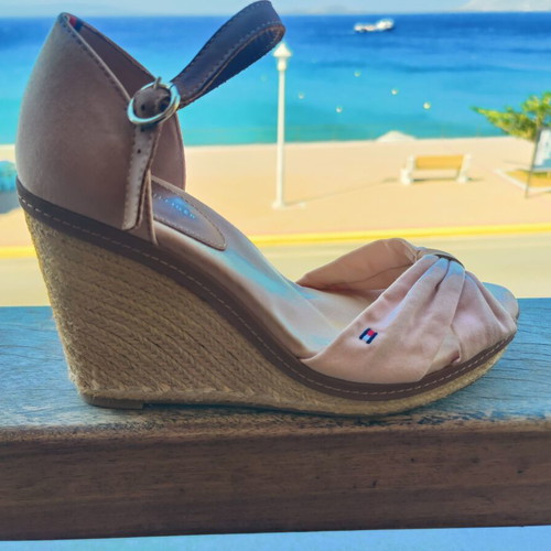 Tommy Hilfiger espadrille wedge sandals, beige, size 40