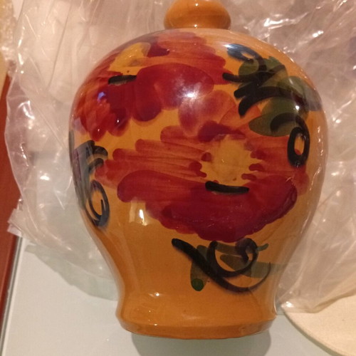 Ceramic piggy bank vase new with hand-painted design