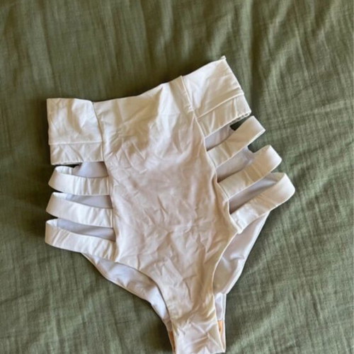 White high-waisted swimsuit bottom size small like new