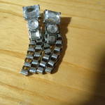 Earrings with rectangular, round and square diamond, 5.5 cm length