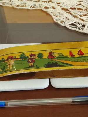 Vintage μεταλλικό λιθογραφημένο κομμάτι παιχνιδιού μεταχειρισμένο