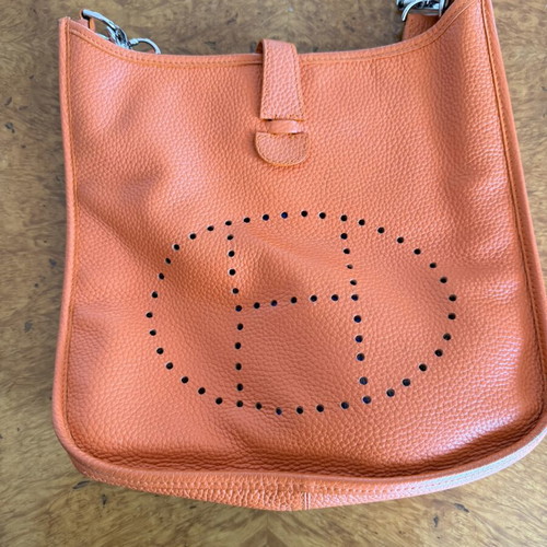 Hermès Evelyne PM Orange Clémence Leather Crossbody Bag