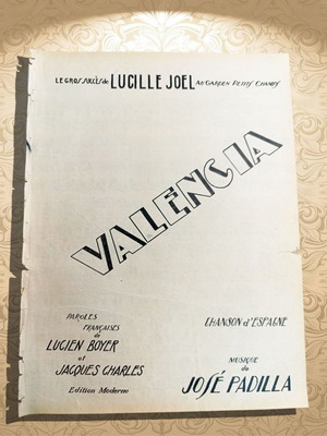 Valencia παρτιτούρα μεταχειρισμένη, μουσική Jose Padilla, ελληνική έκδοση Moderne