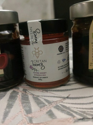 Sweets new, 2 fig spoon sweets and Cretan thyme honey