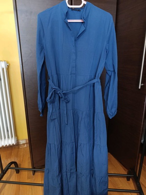 Trendyol dress with waist belt new, blue, size M