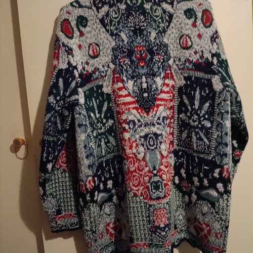 Knitted cardigan like new, multicolor, with buttons