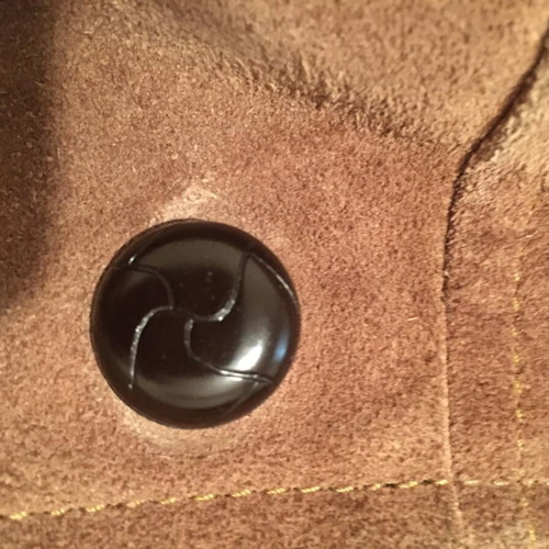 Suede leather men's jacket used, brown, size XL