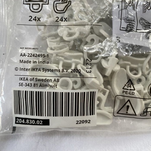 Vidga glider and hook pack, 2 sets of 24, new, IKEA