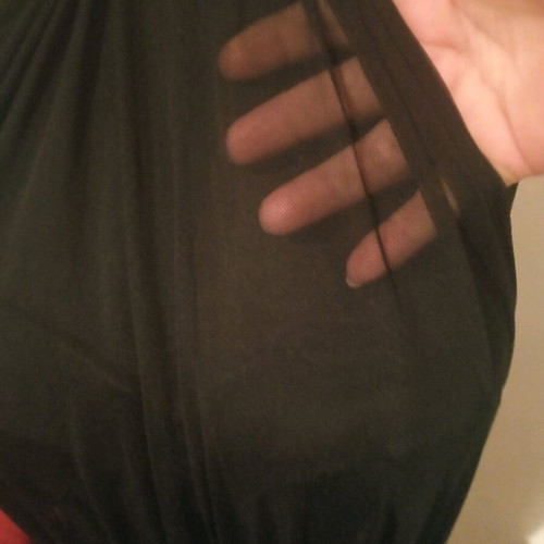 Black one-piece swimsuit with tulle used, size small