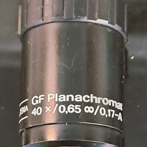Carl Zeiss Jena GF Planachromat 40x/0.65 microscope objective lens