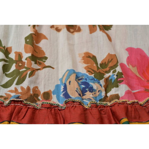 Antica Sartoria tunic blouse top with embroidery, cold shoulders and pom poms, multicolor, very good condition