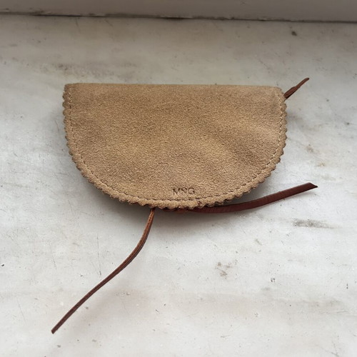 MNG by Mango Genuine Suede Coin Purse used, double zip, tan