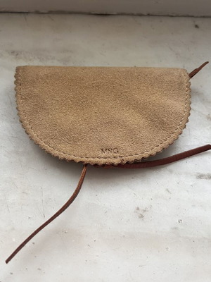 MNG by Mango Genuine Suede Coin Purse used, double zip, tan