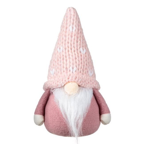 Christmas decorative figure Santa Claus Gnome 17cm with pink knitted hat new