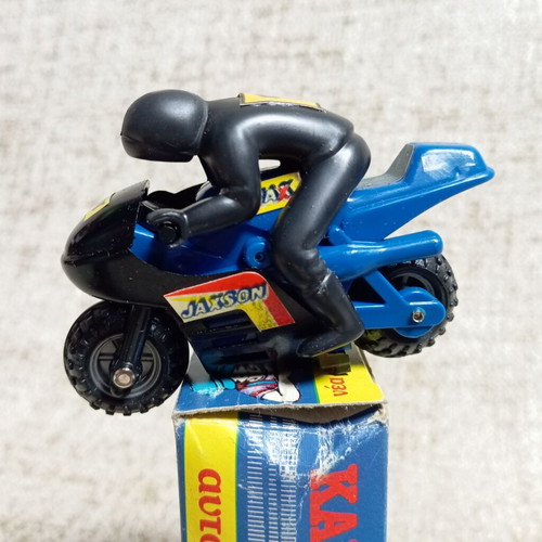 Kivi Blue Motorcycle with Rider new, with box, vintage