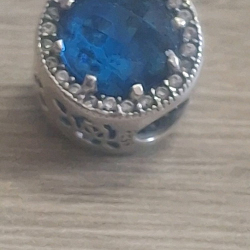 Charm for bracelets with blue crystal and zircon stones like new
