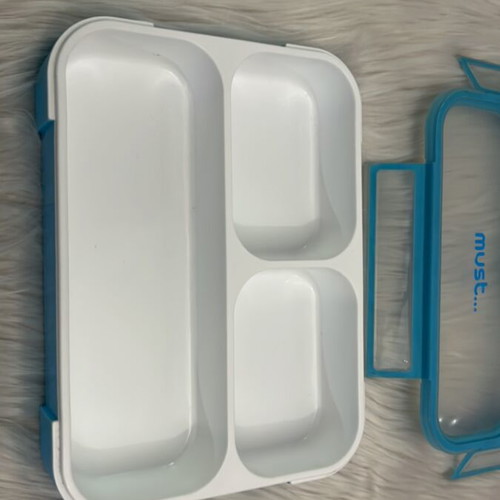 Must food container used, 1L capacity with 3 compartments