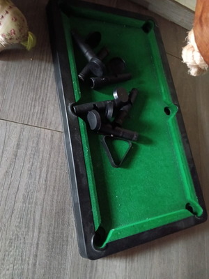 Children's billiards table used, missing cues and balls