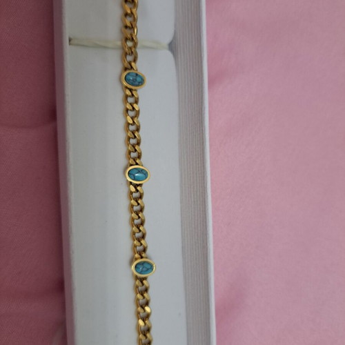 Rose gold bracelet with turquoise stones new, stainless steel