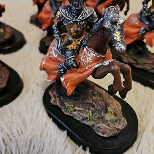 Medieval Knight on Horse Hand-Painted Resin Figurine Like New