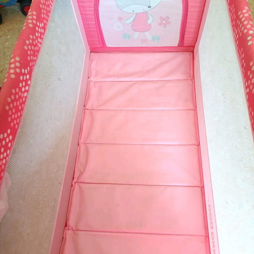 Pink baby playpen used