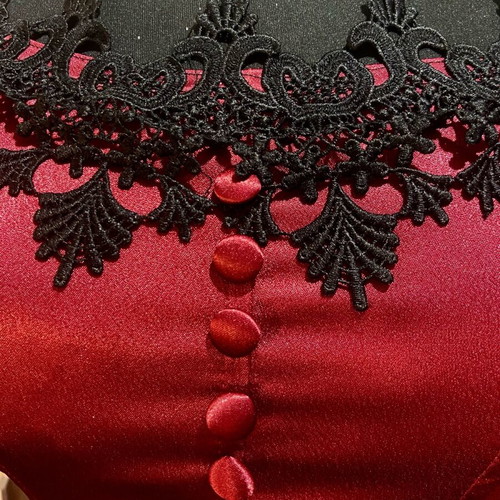 Punkrave Gothic Victorian ruby satin dress