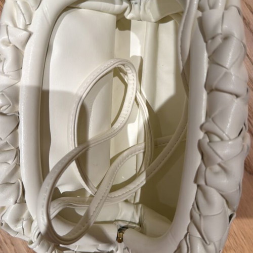 Bottega Veneta clutch bag, white leather with crossbody strap