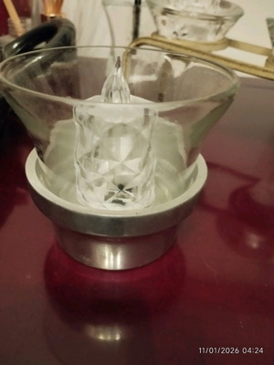 Glass decorative item like new for candle or tealight with stainless base
