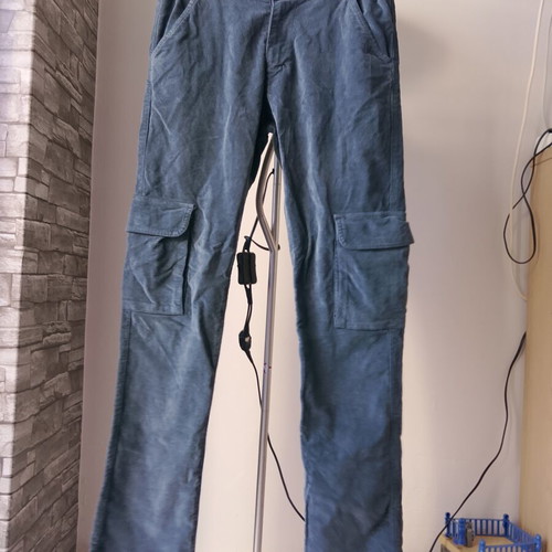 Mustard cargo pants for teens 13-14, like new, blue-gray corduroy