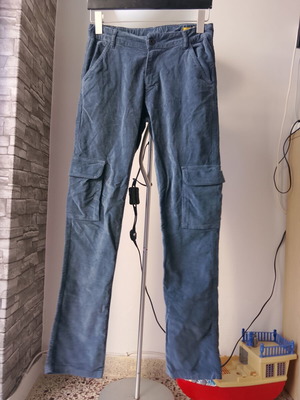 Mustard cargo pants for teens 13-14, like new, blue-gray corduroy