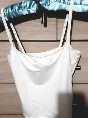 Zara white cotton top with adjustable straps, size M