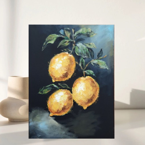 Oil painting Lemons new, canvas, 40x30 cm