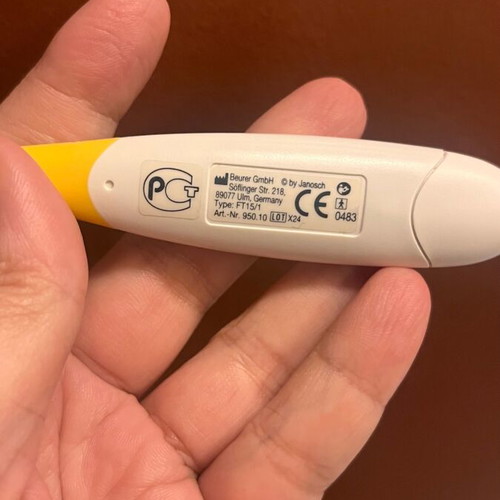Baby thermometer used with flexible tip for newborns