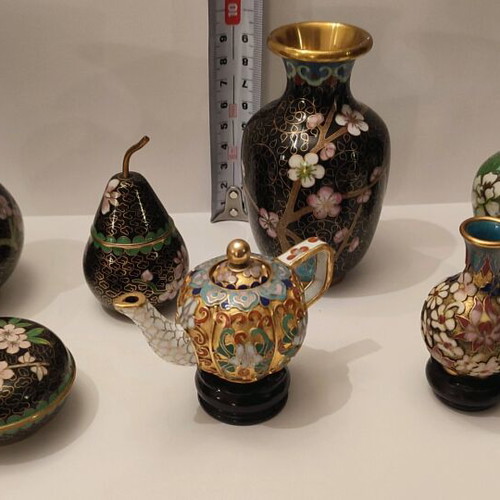 Cloisonné collection 19 pieces like new, vintage decorations