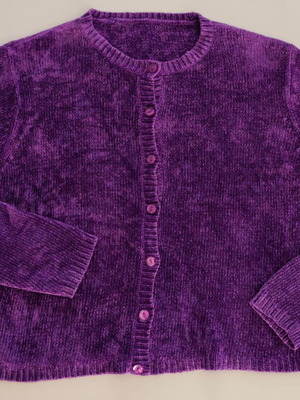 Velour cardigan like new, size medium, purple