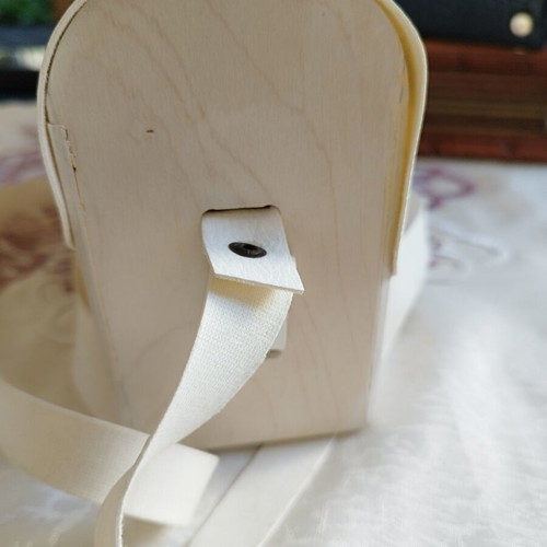 Logos wooden shoulder bag like new, white vegan leather