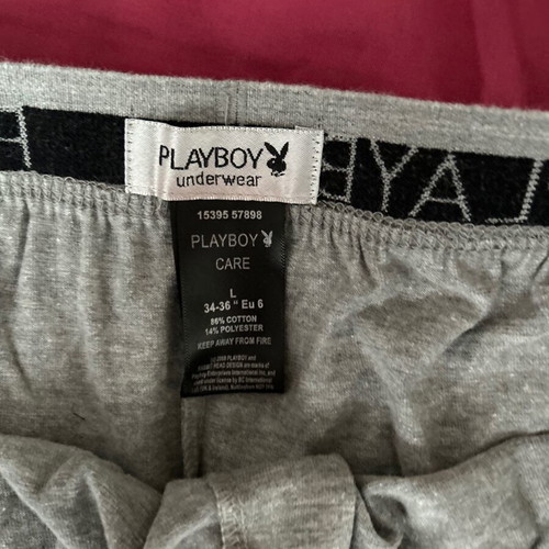 PLAYBOY boxers, Large, grey color.