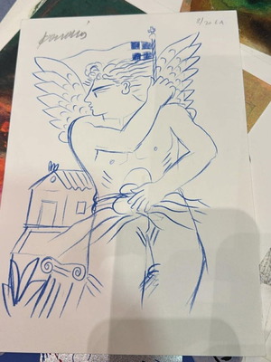 Alekos Fasianos Greek Flag Bearer Angel silk screen printing new