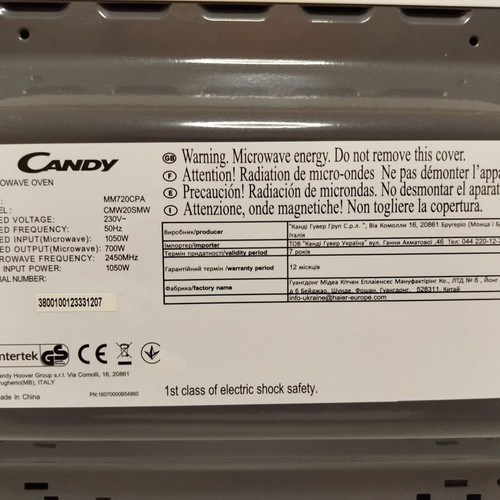 Candy CMW20SMW microwave oven used 20lt white