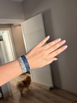 Βραχιόλια Swarovski σαν καινούργια, σετ 2, άσπρα και μπλε