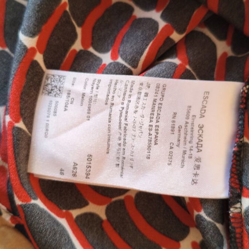 Escada summer women's blouse like new, geometric pattern, black and red
