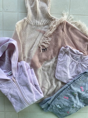 H&M girls' clothing set with unicorn turtleneck sweater and hooded zip jacket